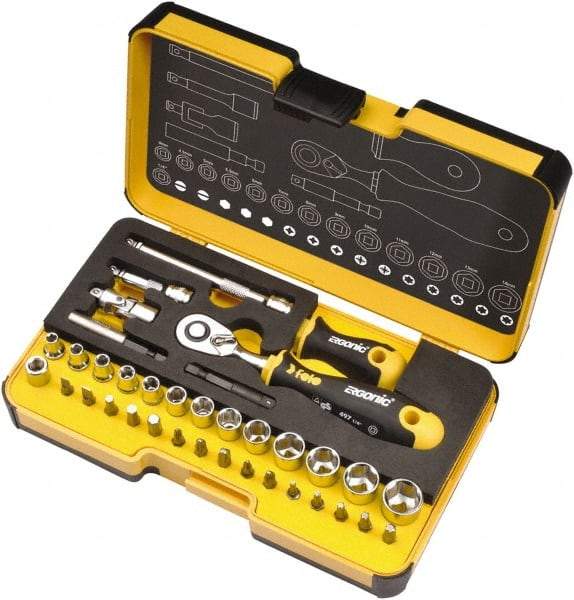 Felo - 36 Piece 1/4" Drive Ratchet Socket Set - Comes in Strongbox Case - Strong Tooling