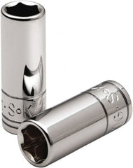 SK - 1/2", 1/4" Drive, Deep Hand Socket - 6 Points, Steel, Chrome Finish - Strong Tooling