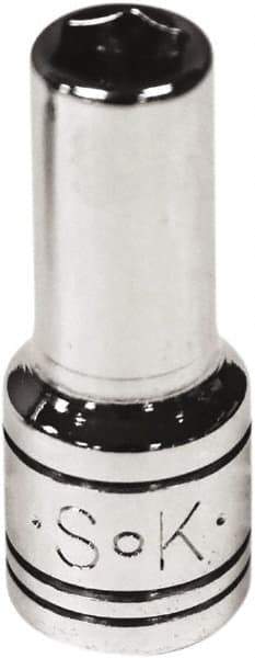 SK - 1/4" Drive, Deep Hand Socket - 6 Points, Steel, Chrome Finish - Strong Tooling