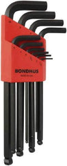 Bondhus - L-Wrench L-Wrench Hex Key Set - Hex Range 1.5 to 10mm, Protanium High Torque Steel - Strong Tooling