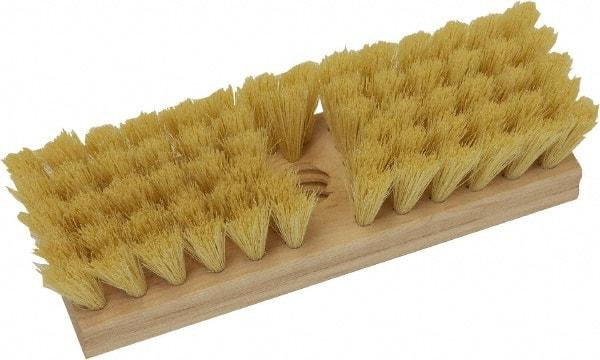 O-Cedar - 2" Bristle Length, Tampico Deck Scrub Brush - 10" Long x 3" Wide Head, 10" OAL, Beige, Wood Block - Strong Tooling