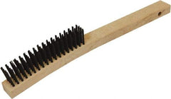 O-Cedar - 18 Rows, Steel Wire Brush - 10" Brush Length, 14" OAL, 1-1/8" Trim Length, Wood Curved Handle - Strong Tooling