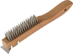 O-Cedar - 4 Columns x 16 Rows, Steel Wire Brush - 7" Brush Length, 10" OAL, 1-1/8" Trim Length, Wood Shoe Handle - Strong Tooling