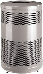 Rubbermaid - 51 Gal Silver Round Decorative Waste Receptacle With Top - Steel, 902mm High - Strong Tooling