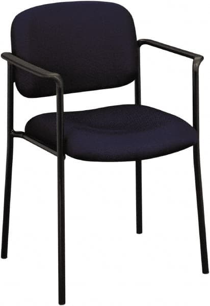 Basyx - Fabric Navy Stacking Chair - Black Frame, 23-1/4" Wide x 21" Deep x 32-3/4" High - Strong Tooling