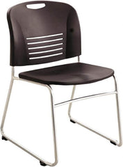 Safco - Plastic Black Stacking Chair - Silver Frame, 22-1/2" Wide x 19-1/2" Deep x 32-1/2" High - Strong Tooling