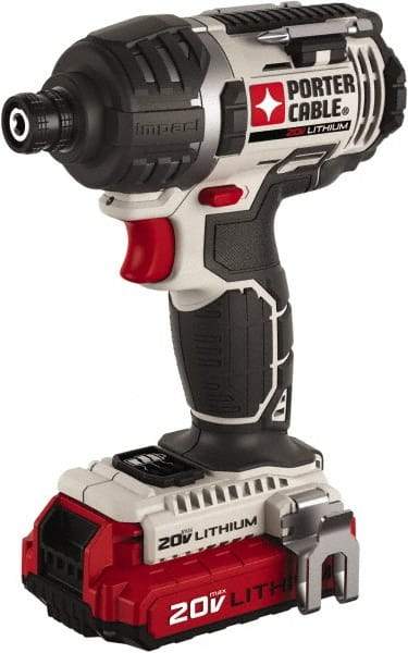 Porter-Cable - 20 Volt, 1/4" Drive, Cordless Impact Driver - Pistol Grip Handle, 2900 RPM, 2 Lithium-Ion Batteries Included - Strong Tooling