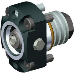 Kennametal - Neutral Cut, KM50 Modular Connection, Adapter/Mount Lathe Modular Clamping Unit - 3-1/36" OAL, Through Coolant, Series RNS-EF Flange Mount Rapid Side Access - Exact Industrial Supply