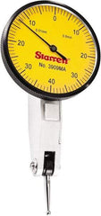 Starrett - 0.8 mm Range, 0.01 mm Dial Graduation, Horizontal Dial Test Indicator - 1-9/16 Inch Yellow Dial, 0-40-0 Dial Reading - Strong Tooling