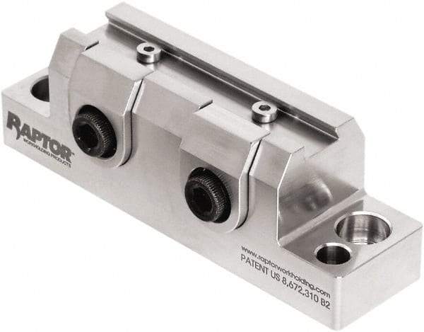 Raptor Workholding - 1-1/4" High x 1" Wide x 3-3/4" Long Vise Clamp - 3/8" Jaw Opening Capacity, 1/8" High x 2-1/2" Wide Jaw, For 4 & 5 Axis Workholding Systems - Strong Tooling