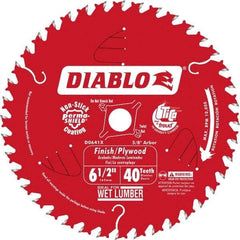 Freud - 6-1/2" Diam, 5/8" Arbor Hole Diam, 40 Tooth Wet & Dry Cut Saw Blade - Carbide-Tipped, Finishing Action, Standard Round Arbor - Strong Tooling