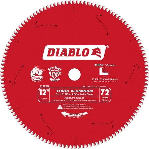 Freud - 12" Blade Diam, 120 Teeth, Carbide-Tipped Cold Saw Blade - 1" Arbor Hole Diam, 0.071" Blade Thickness - Strong Tooling