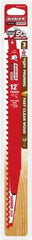 Freud - 12" Long x 1" Thick, Carbide Reciprocating Saw Blade - Tapered Profile, 3 TPI, Toothed Edge, Tang Shank - Strong Tooling