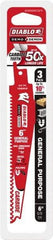 Freud - 6" Long x 1" Thick, Carbide Reciprocating Saw Blade - Tapered Profile, 9 TPI, Toothed Edge, Tang Shank - Strong Tooling