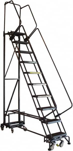 Ballymore - 70" 7 Step Ladder - Rolling Safety Ladder, 450 Lb Capacity, 70" Platform Height, 26" Base Width x 51" Base Depth, Abrasive Mat Tread - Strong Tooling