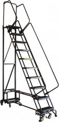 Ballymore - 70" 7 Step Ladder - Rolling Safety Ladder, 450 Lb Capacity, 70" Platform Height, 26" Base Width x 51" Base Depth, Abrasive Mat Tread - Strong Tooling