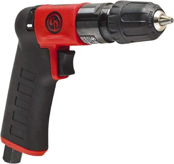 Chicago Pneumatic - 1/4" Reversible Keyless Chuck - Pistol Grip Handle, 2,800 RPM, 0.3 hp, 90 psi - Strong Tooling