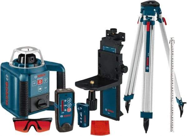 Bosch - 1,000' Measuring Range, 1/8" at 100' Accuracy, Self-Leveling Horizontal & Vertical Rotary Laser - ±5° Self Leveling Range, 1 Beam, 2-D Battery Included - Strong Tooling