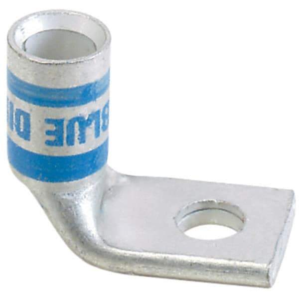 Panduit - 6 AWG Noninsulated Compression Connection Right Angle Ring Terminal - 1/4" Stud, 1.03" OAL x 0.48" Wide, Tin Plated Copper Contact - Strong Tooling