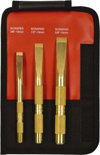 Mayhew - 3 Piece Brass Scraper Chisel Set - Sizes Included 3/8 to 5/8" - Strong Tooling