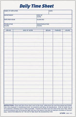 TOPS - 5-1/2" High x 8-1/2" Wide Daily Time & Job Sheets - Gray, White, Use with Manual Entries - Strong Tooling