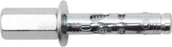 Powers Fasteners - 1/2" Diam, 1/2" Drill, 2-1/4" OAL, 2" Min Embedment Sleeve Concrete Anchor - 1018 Steel, Zinc-Plated Finish, Hex Head, Hex Drive, 2-1/4" Thread Length - Strong Tooling