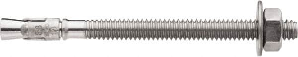 Powers Fasteners - 5/8" Diam, 5/8" Drill, 4-1/2" OAL, 1-3/4" Min Embedment Wedge Expansion Concrete Anchor - 316 Stainless Steel, Hex Nut Head, Hex Drive, 2-1/2" Thread Length - Strong Tooling