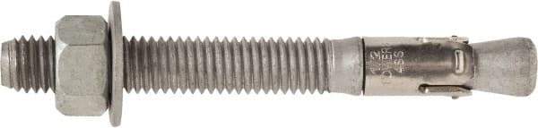 Powers Fasteners - 3/4" Diam, 3/4" Drill, 7" OAL, 1-1/2" Min Embedment Wedge Expansion Concrete Anchor - 1035 Carbon Steel, Hot Dipped Galvanized Finish, Hex Nut Head, Hex Drive, 4-5/8" Thread Length - Strong Tooling