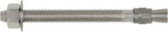 Powers Fasteners - 3/4" Diam, 3/4" Drill, 6-1/4" OAL, 3-3/8" Min Embedment Wedge Expansion Concrete Anchor - 316 Stainless Steel, Hex Head, Hex Drive, 4-3/8" Thread Length - Strong Tooling