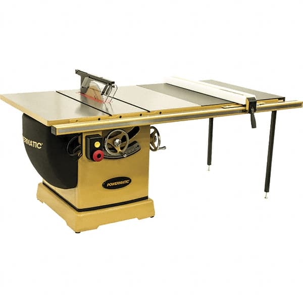 Jet - 14" Blade Diam, 1" Arbor Diam, 3 Phase Table Saw - 7.5 hp, 230/460 Volt, 15-1/2" Cutting Depth - Strong Tooling