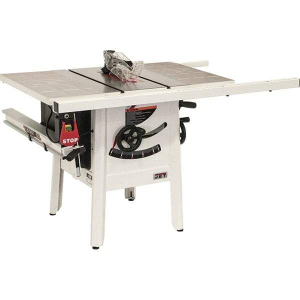 Jet - 10" Blade Diam, 5/8" Arbor Diam, 1 Phase Table Saw - 1-3/4 hp, 27" Wide, 115 Volt, 3-1/8" Cutting Depth - Strong Tooling