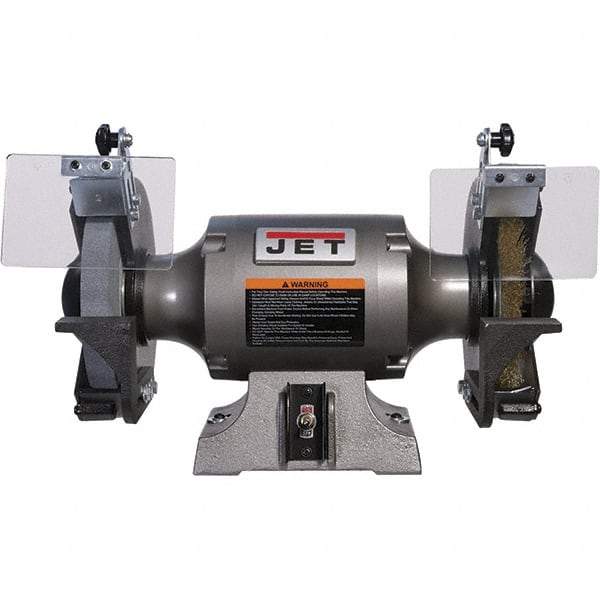 Jet - 8" Wheel Diam, 1 hp Bench Grinder - 5/8" Arbor Hole Diam, 1 Phase, 3,450 Max RPM, 115 Volts - Strong Tooling