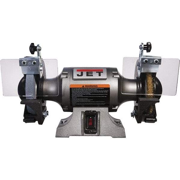 Jet - 6" Wheel Diam, 1/2 hp Bench Grinder - 1/2" Arbor Hole Diam, 1 Phase, 3,450 Max RPM, 115 Volts - Strong Tooling