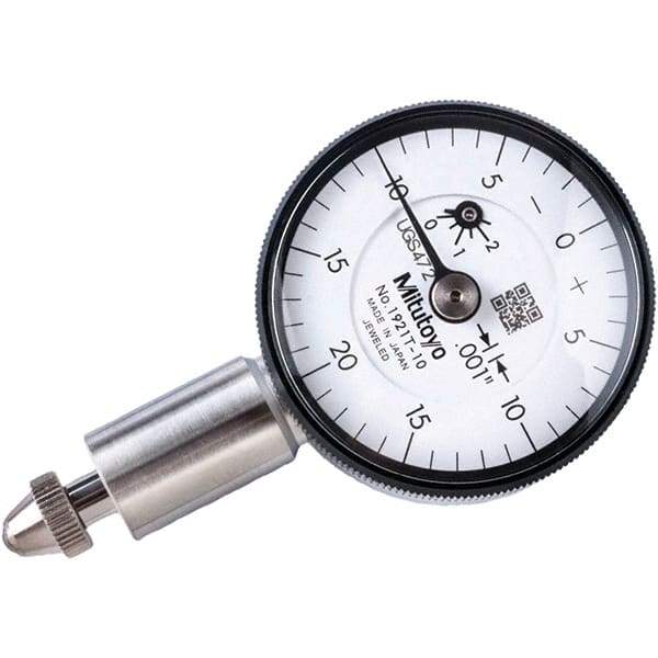 Mitutoyo - 0.1" Range, 0-20-0 Dial Reading, 0.001" Graduation Dial Drop Indicator - 1.22" Dial, 0.04" Range per Revolution, 0.001" Accuracy, Revolution Counter - Strong Tooling