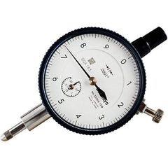 Mitutoyo - 1/4" Range, 0-10 Dial Reading, 0.0001" Graduation Dial Drop Indicator - 57mm Dial, 0.01" Range per Revolution, 0.0001" Accuracy, Revolution Counter - Strong Tooling