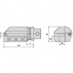 Kennametal - Left Hand Cut, KM4X63 Modular Connection, Square Shank Lathe Modular Clamping Unit - 31.95mm Square Shank Length, 63mm Square Shank Diam, 171.95mm OAL, Through Coolant, Series KM4X63 - Exact Industrial Supply