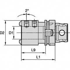 Kennametal - KM4X Modular Connection, 32mm Inside Hole Diam, 3.3465" Projection, Whistle Drive Adapter - 61.85mm Body Diam, Taper Shank, Through Coolant - Exact Industrial Supply