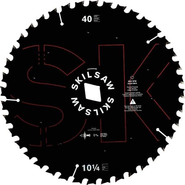 Skilsaw - 10-1/4" Diam, 1" Arbor Hole Diam, 40 Tooth Wet & Dry Cut Saw Blade - Cermet-Tipped, Cutoff Action, Diamond Arbor - Strong Tooling