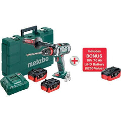 Metabo - 18 Volt 1/2" Chuck Pistol Grip Handle Cordless Drill - 0-500 & 0-2050 & 3800 RPM, Keyless Chuck, Reversible, 3 Lithium-Ion Batteries Included - Strong Tooling