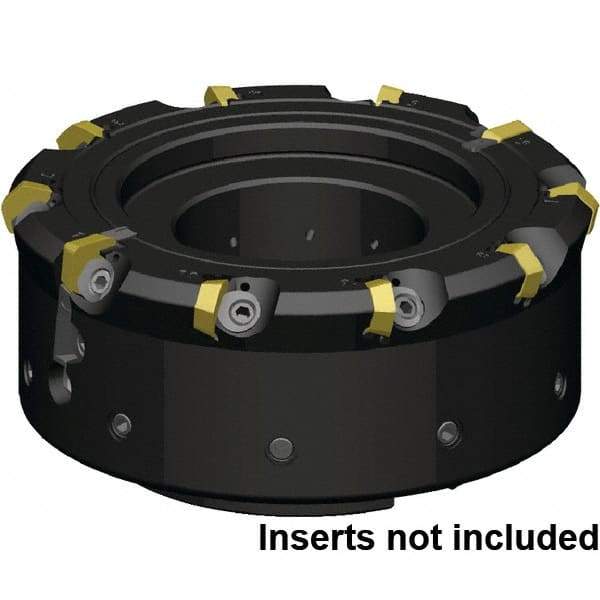 Kennametal - 8 Inserts, 100mm Cutter Diam, 1.09mm Max Depth of Cut, Indexable High-Feed Face Mill - 32mm Arbor Hole Diam, 50mm High, KCFM Toolholder, HDHN07008SR Inserts, Series KCFM - Strong Tooling