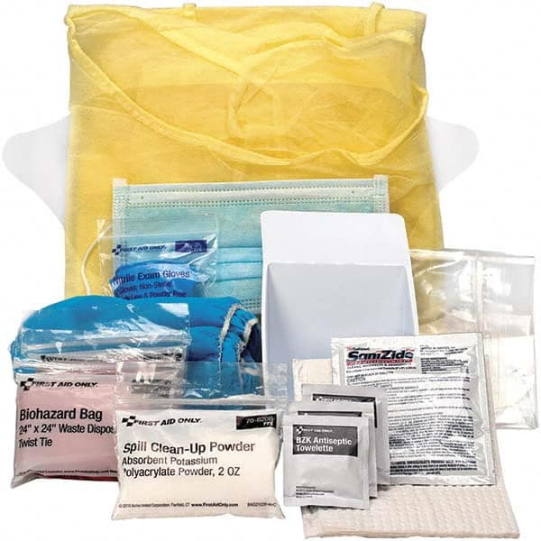 PRO-SAFE - 13 Piece, Bloodborne Pathogen Kit - 1-3/4" Wide x 8-1/4" Deep x 8-1/4" High, No Container Included - Refill Only - Strong Tooling