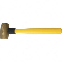 American Hammer - 3-1/2 Lb Brass Nonsparking Hammer - 16" OAL, 3-1/2" Head Length, 2" Face Diam, 14" Fiberglass with Grip Handle - Strong Tooling