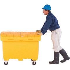 UltraTech - 15 Cu Ft, 350 Lb Load Capacity Safety Orange Polyethylene Tote Container - 48" Long x 31" Wide x 41.8" High, Lid Included - Strong Tooling