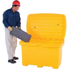 UltraTech - 15 Cu Ft, 350 Lb Load Capacity Yellow Polyethylene Tote Container - 48" Long x 31" Wide x 41.8" High, Lid Included - Strong Tooling