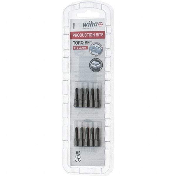 Wiha - 1/4" Drive, #3 Torq-Set Screwdriver Bit - 1" OAL - Strong Tooling