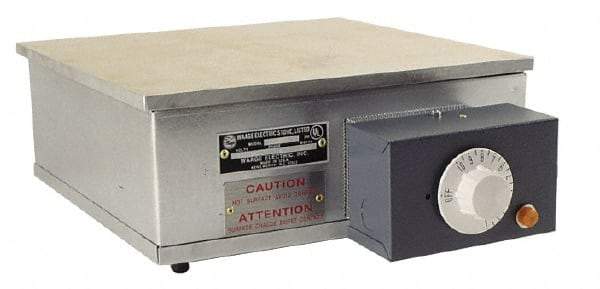 WAAGE - 12" Long x 12 Wide x 6" High, 230 Volt Hot Plate - 300 to 700°F, 1 Burner, 1600 Watt, 7 Amps - Strong Tooling