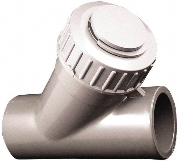 Simtech - 1/2" Pipe, Socket Ends, PVC Y-Strainer - 150 psi Pressure Rating - Strong Tooling