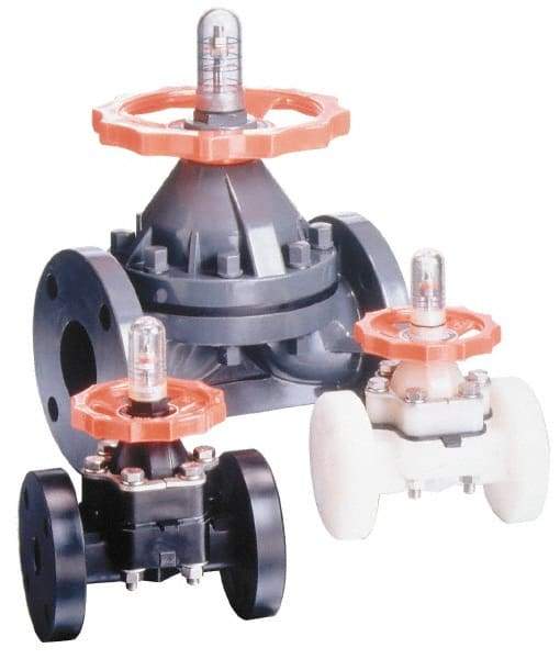 Simtech - 1-1/2" Pipe, 150 Max psi, Diaphragm Valve - Flanged End Connection, PVC, Viton Seal - Strong Tooling