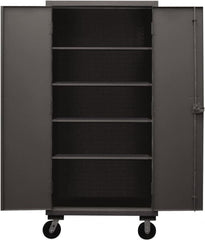 Durham - 4 Shelf Mobile Storage Cabinet - Steel, 36" Wide x 24" Deep x 80" High, Gray - Strong Tooling