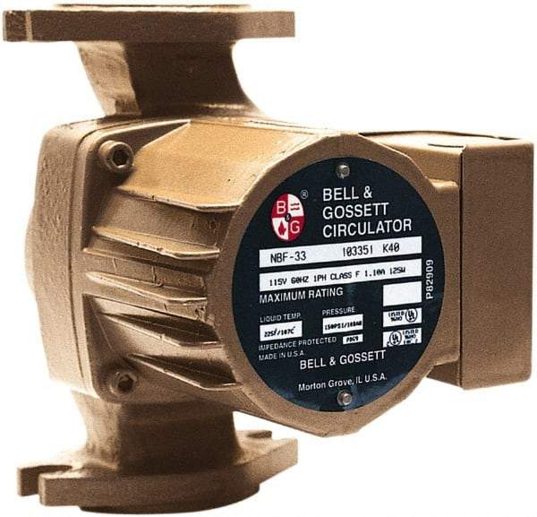 Bell & Gossett - .17 hp, 1 Phase, Bronze Housing, Noryl Impeller, Inline Circulator Pump - 115/230V Volt, 60 Hz Hz, 125 Max psi, 120V Motor - Strong Tooling